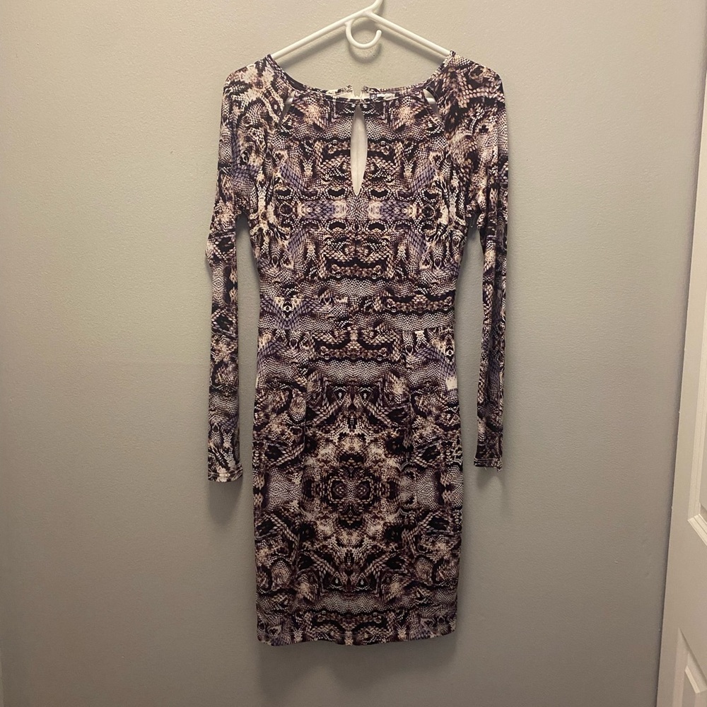 Long sleeve snakeskin print dress